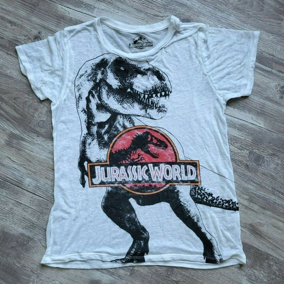 Jurassic World Other - Jurassic World T-Rex Dinosaur White Light Short Sleeve  Neck Basic T Shirt M